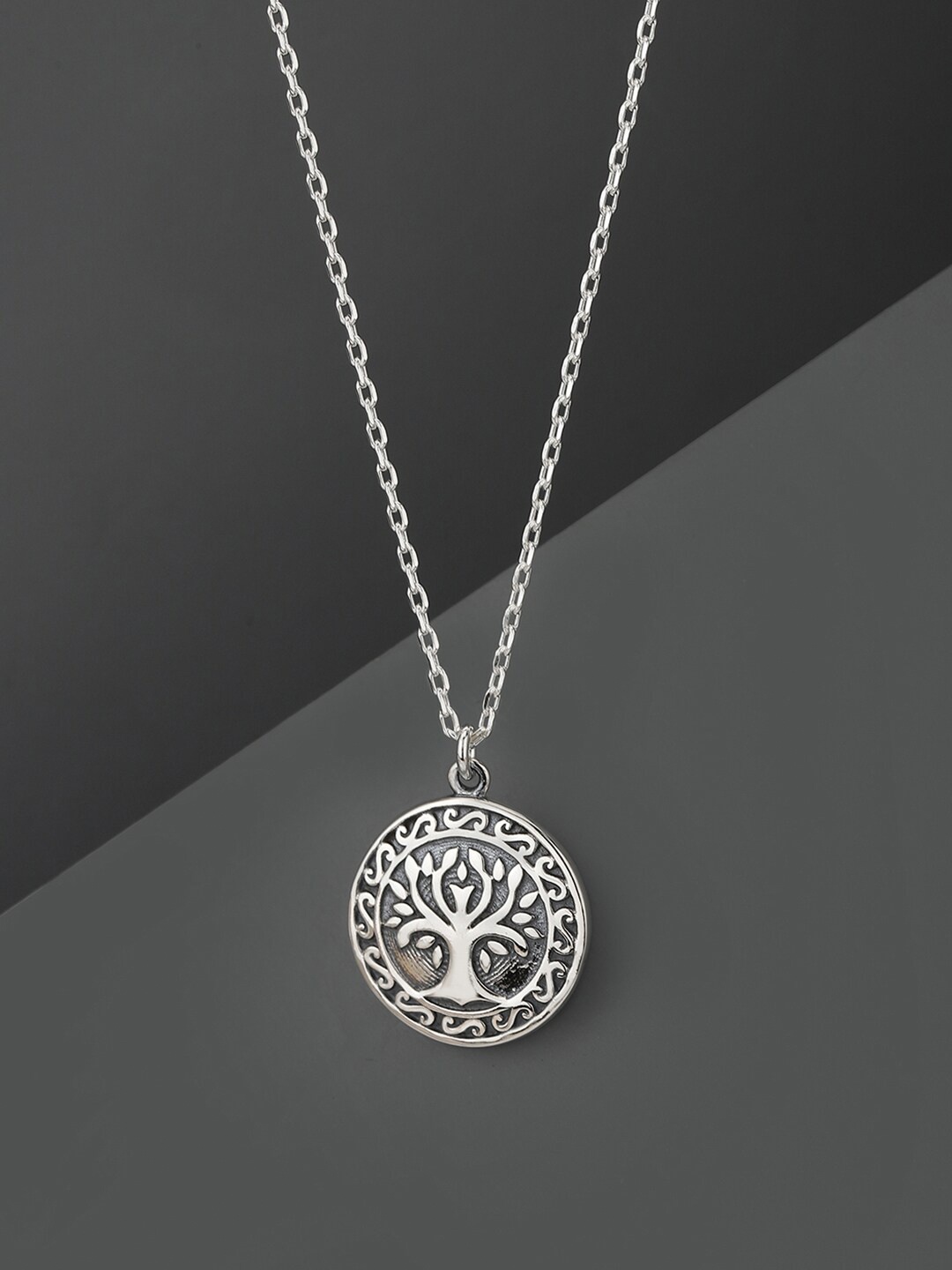 

VANBELLE Women Silver-Toned Sterling Silver Silver-Plated Oxidised Necklace