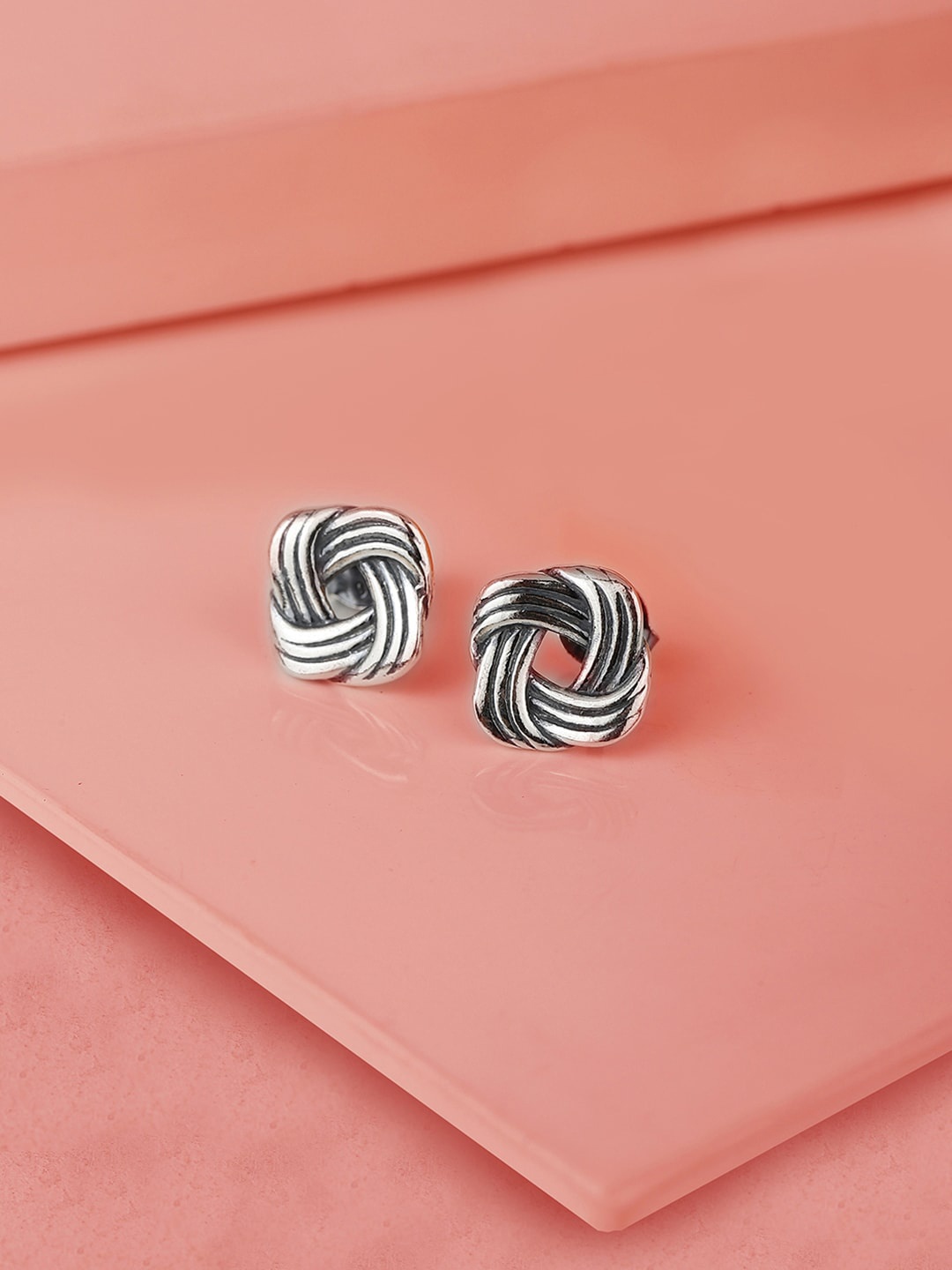 

VANBELLE Silver-Toned Contemporary Studs Earrings