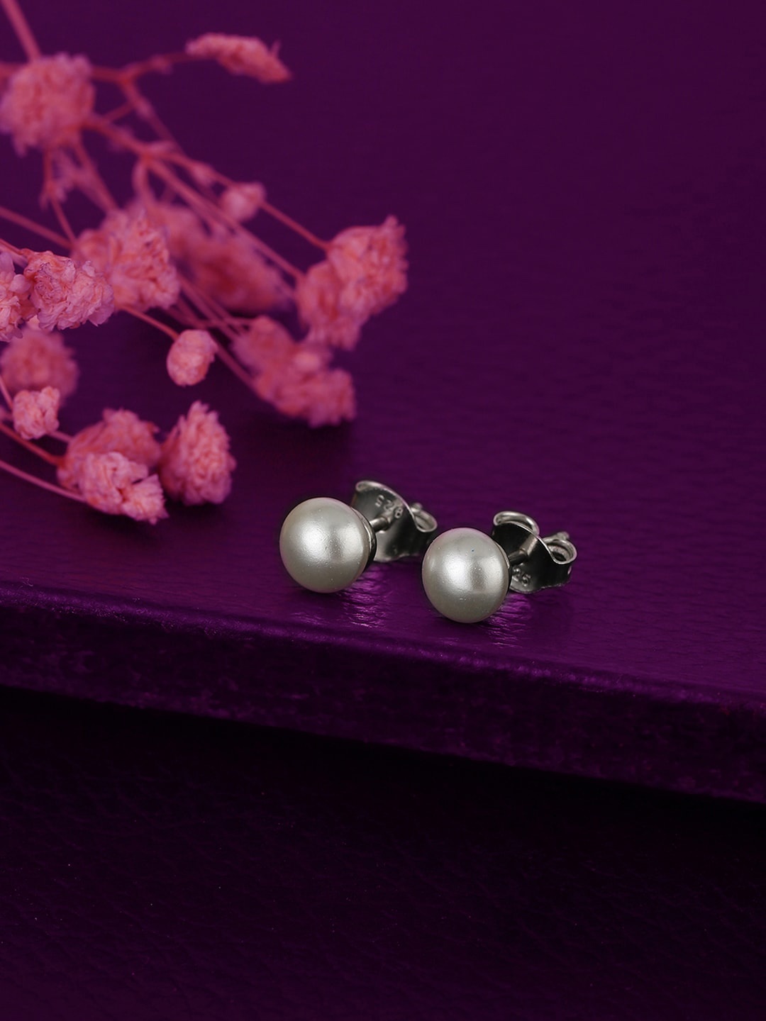 

VANBELLE Silver-Toned Circular Studs Earrings