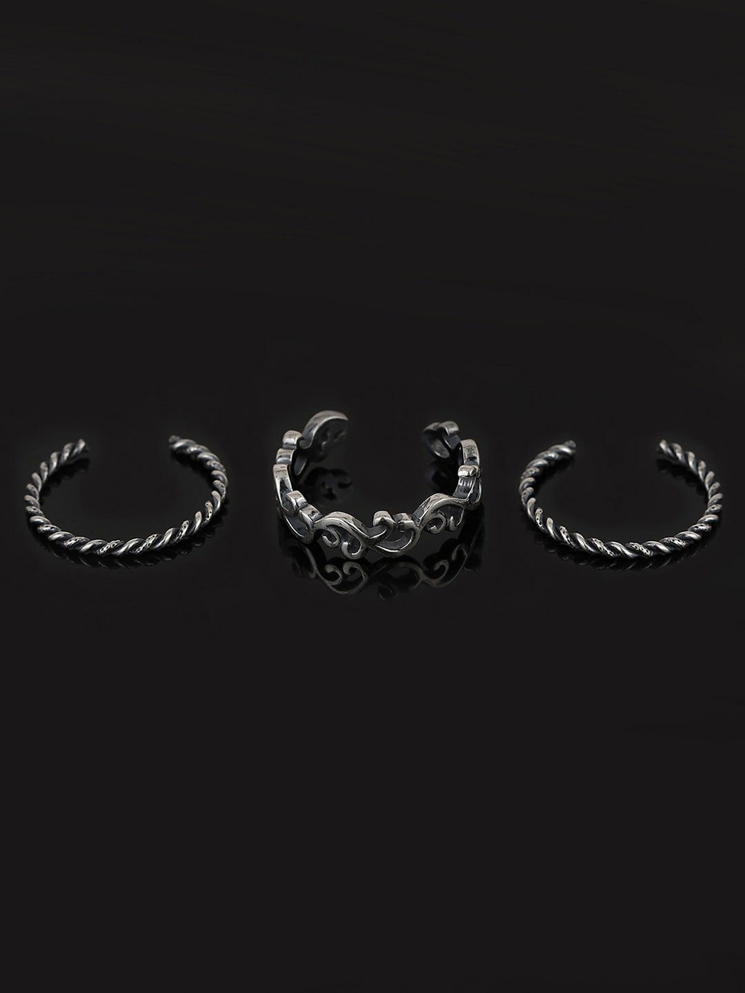

VANBELLE Set Of 3 Silver Plated Sterling Silver Finger Ring