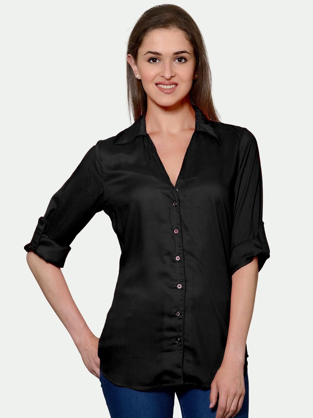 

PATRORNA Women Black Comfort Casual Shirt