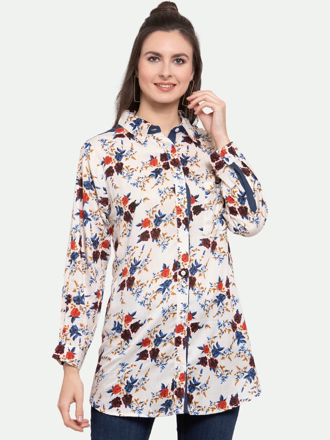 

PATRORNA Women Multicoloured Comfort Floral Printed Casual Shirt, Multi