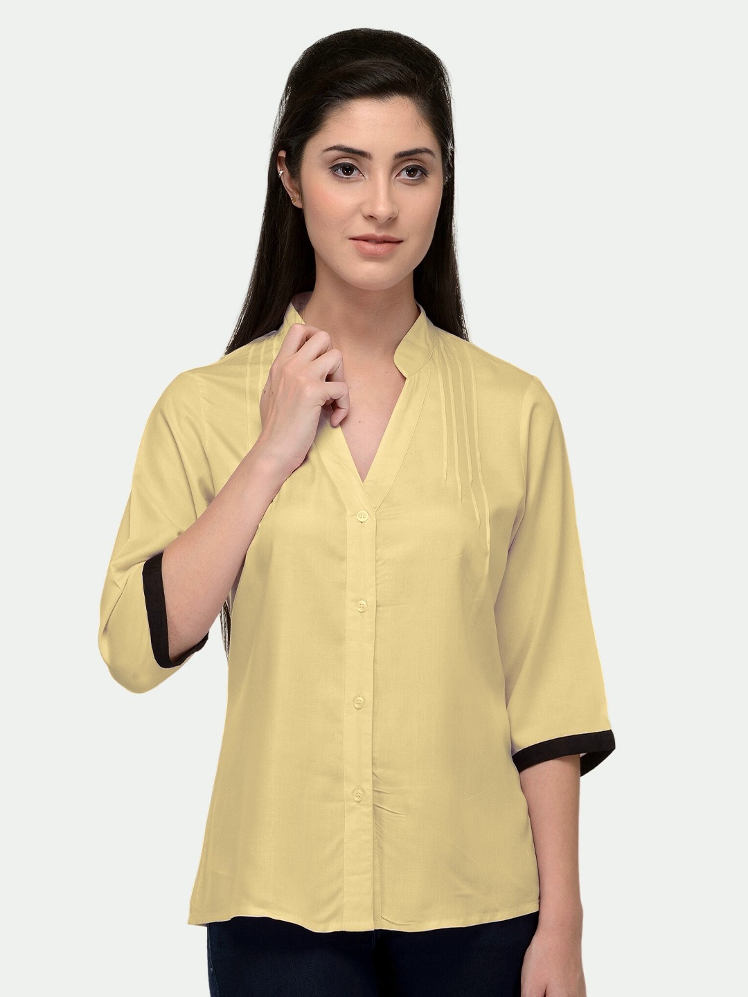 

PATRORNA Women Gold-Toned Comfort Casual Shirt