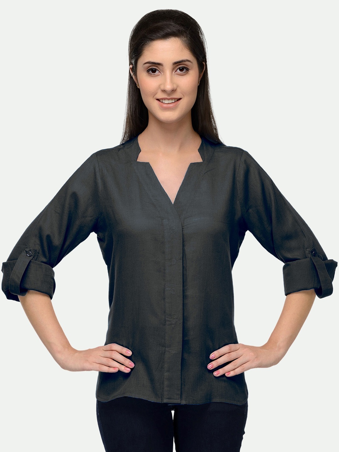 

PATRORNA Women Black Comfort Casual Shirt