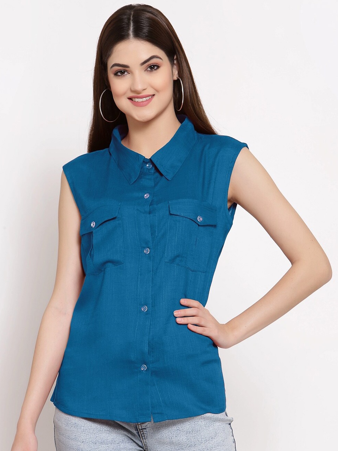 

PATRORNA Women Blue Comfort Casual Shirt