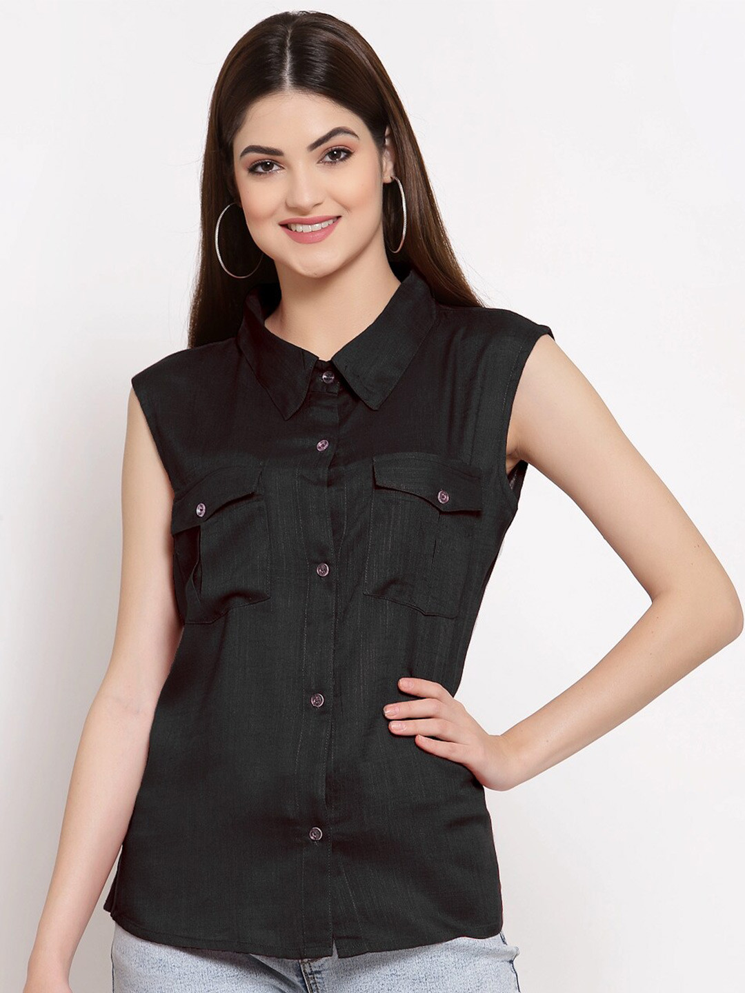 

PATRORNA Women Black Comfort Casual Shirt