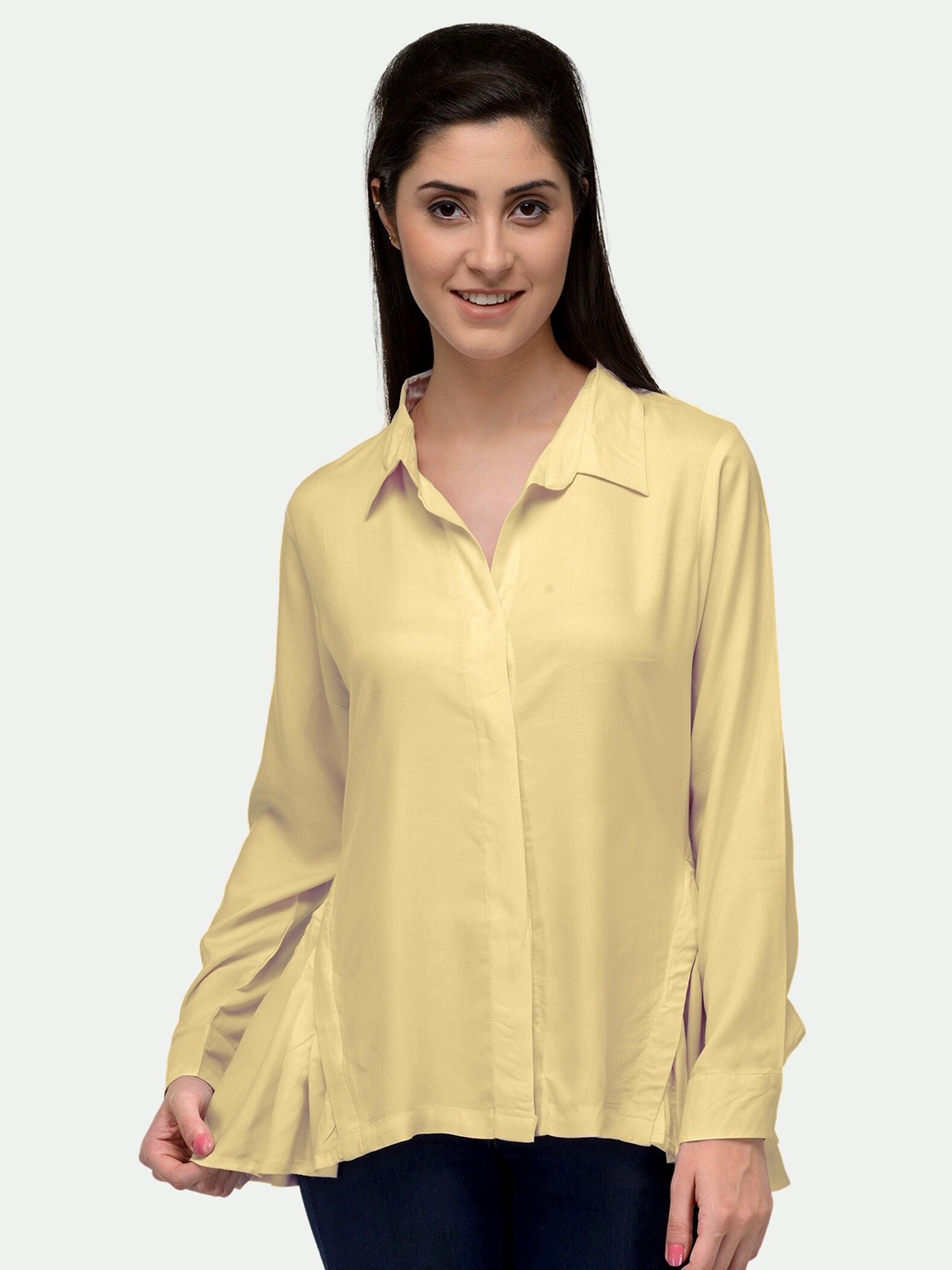 

PATRORNA Women Gold-Toned Comfort Casual Shirt