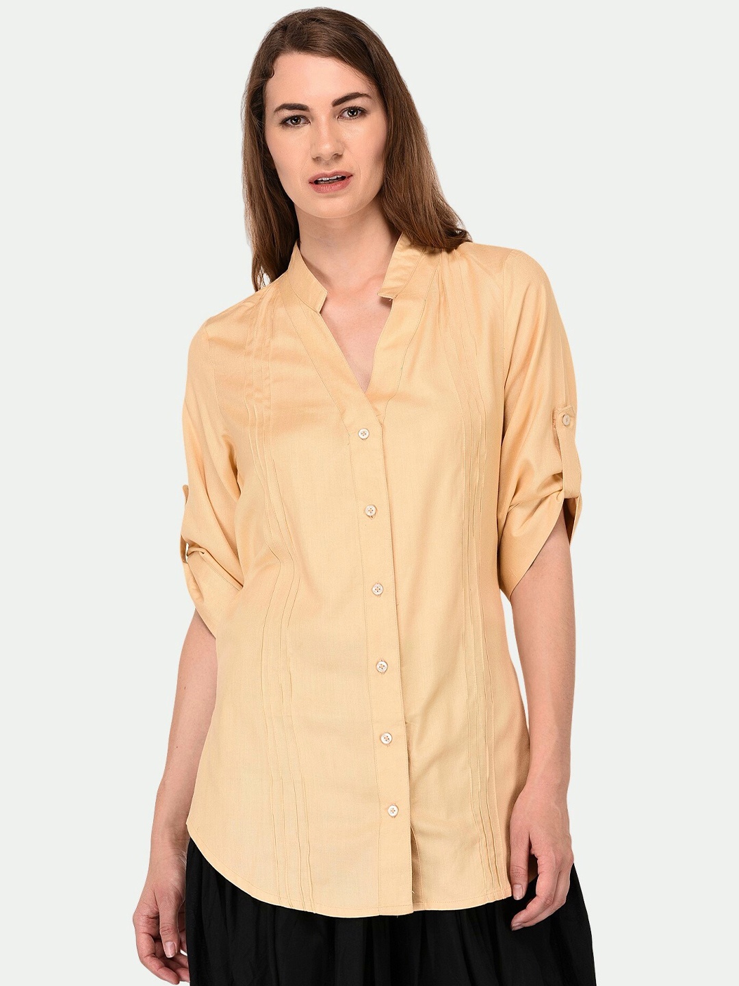 

PATRORNA Women Gold-Toned Comfort Casual Shirt