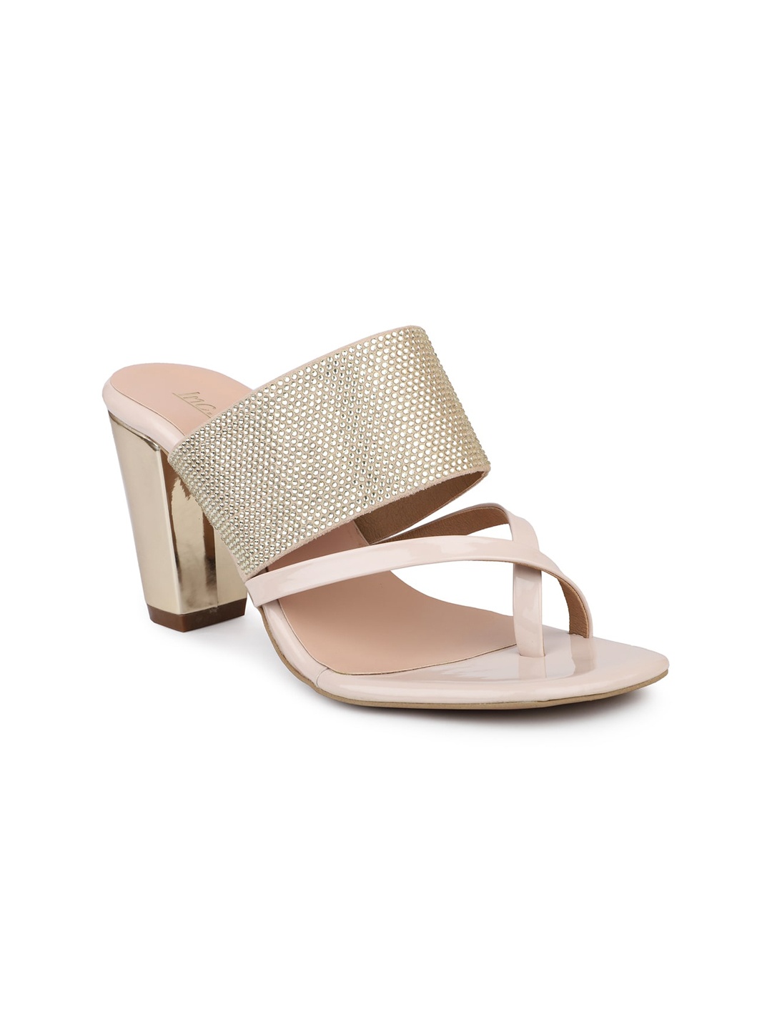 

Inc 5 Women Gold-Toned Embellished Block Heels