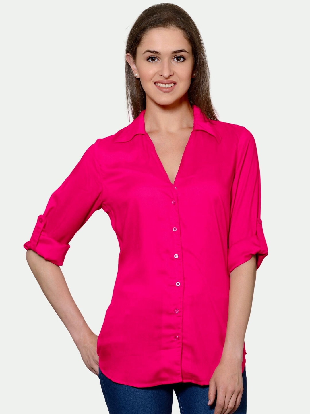

PATRORNA Women Pink Comfort Casual Shirt