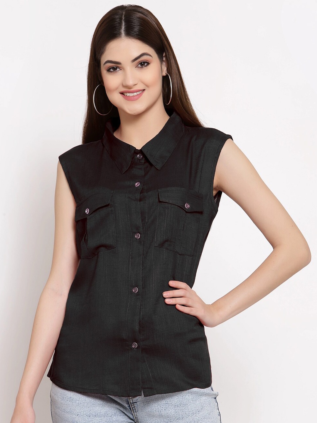 

PATRORNA Women Black Comfort Casual Shirt