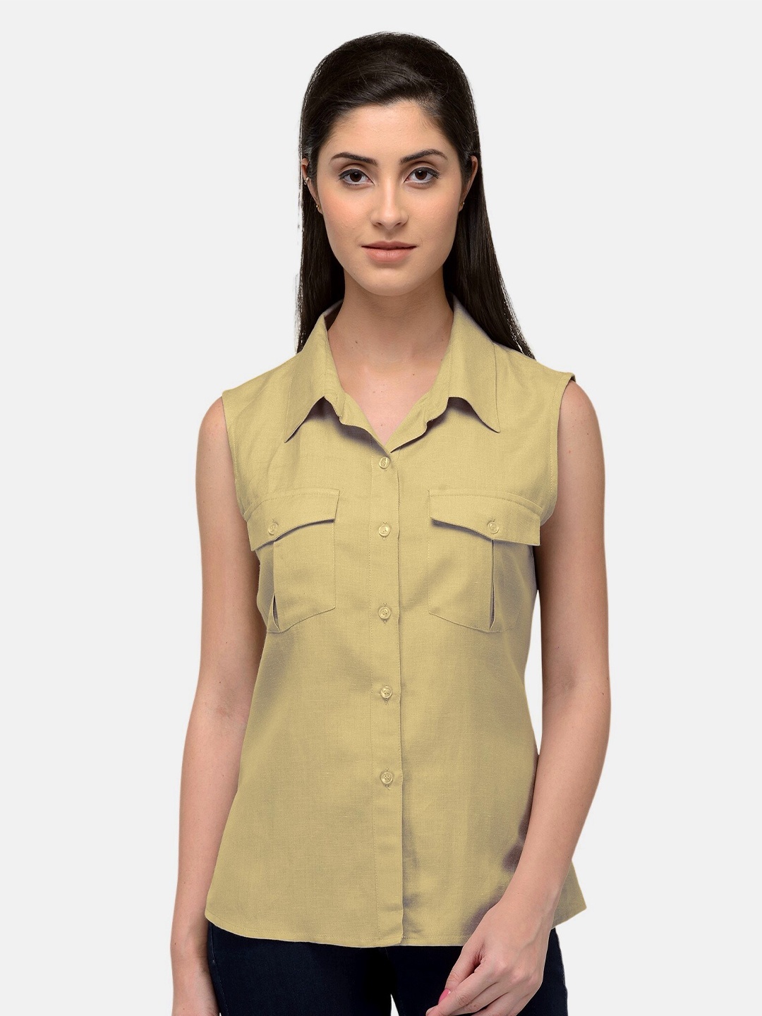 

PATRORNA Women Gold-Toned Comfort Casual Shirt