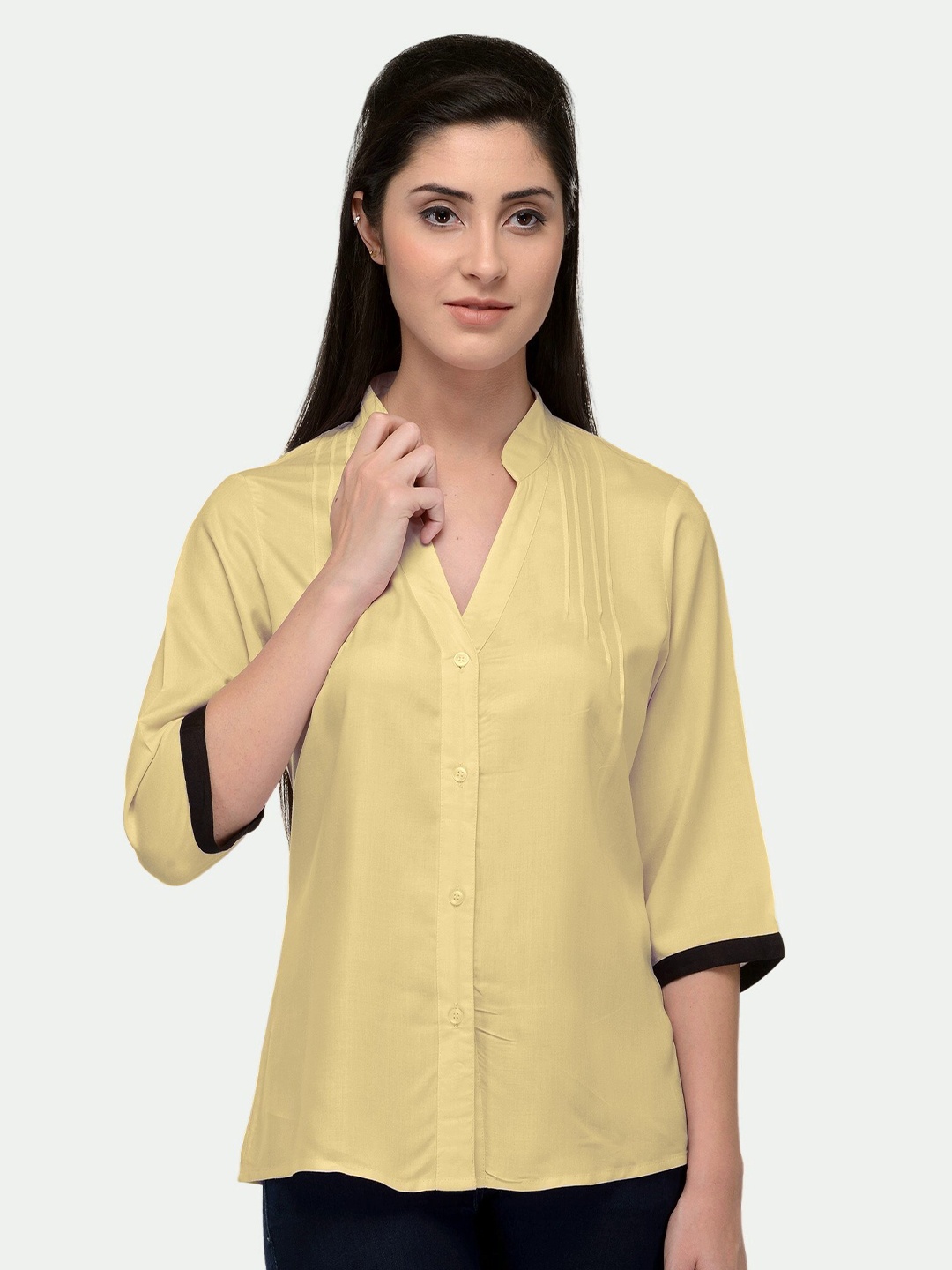 

PATRORNA Women Gold-Toned Comfort Casual Shirt