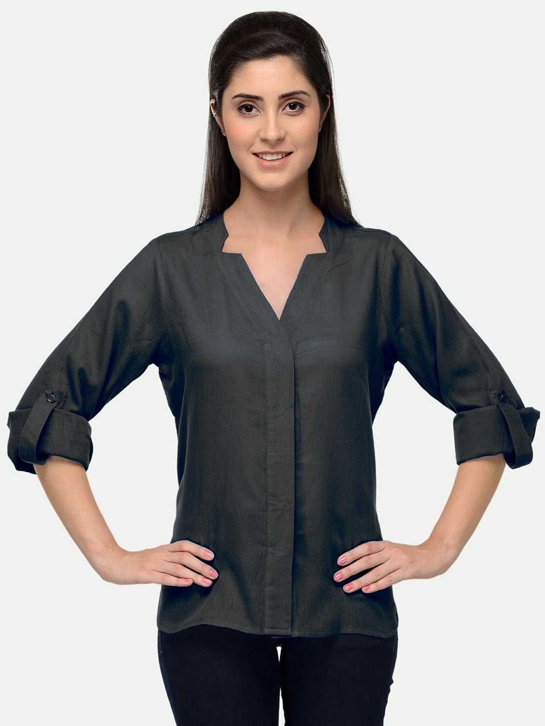 

PATRORNA Women Black Comfort Casual Shirt
