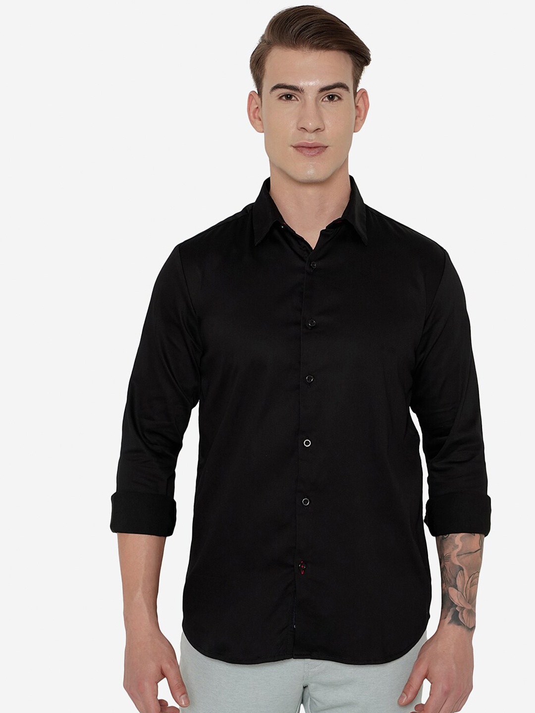 

JADE BLUE Men Black Slim Fit Casual Shirt