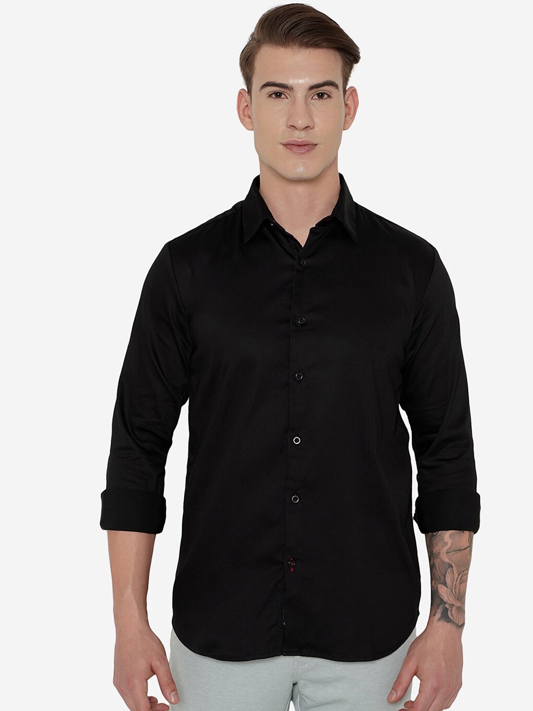 

JADE BLUE Men Black Slim Fit Casual Shirt