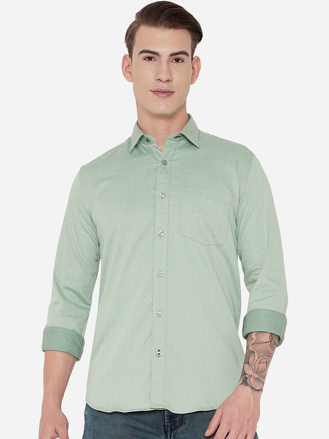 

JADE BLUE Men Green Slim Fit Casual Shirt
