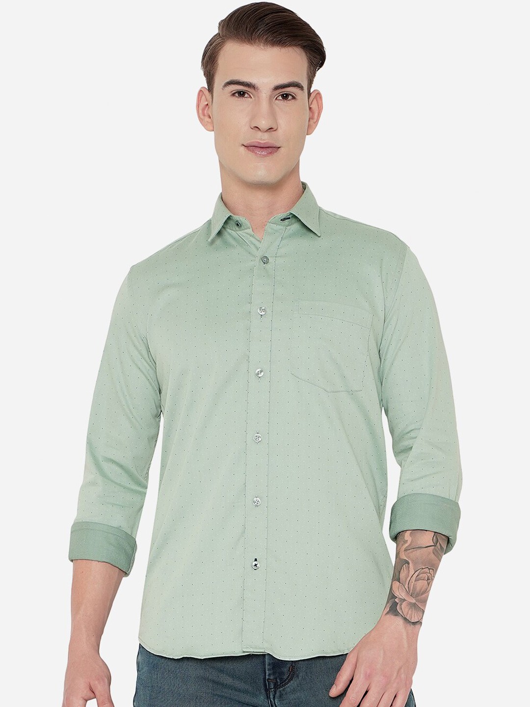 

JADE BLUE Men Green Slim Fit Casual Shirt