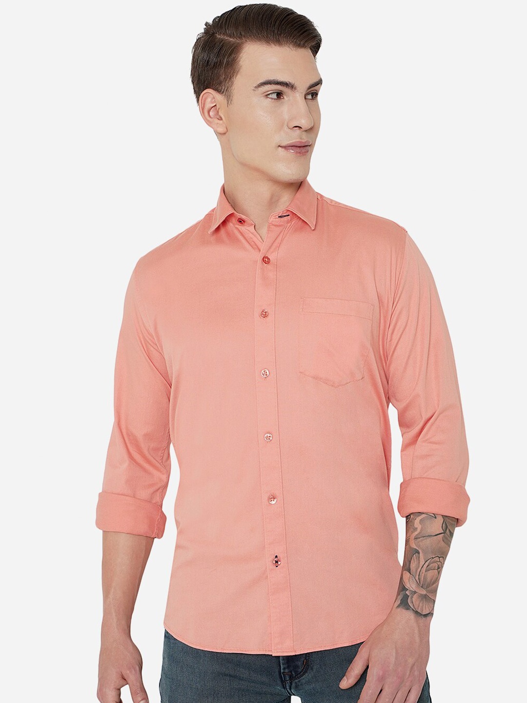 

JADE BLUE Men Pink Slim Fit Casual Shirt