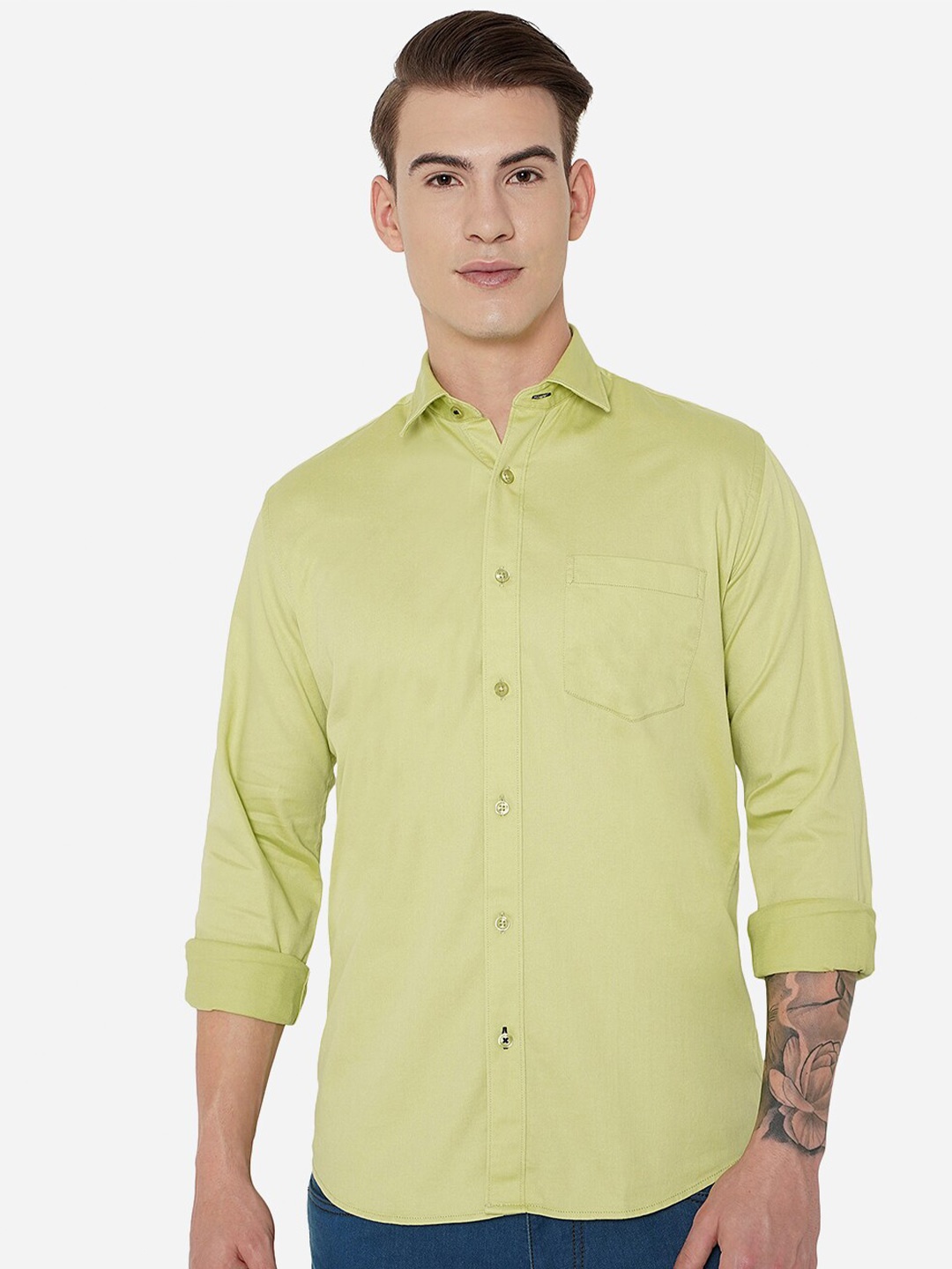 

JADE BLUE Men Green Slim Fit Casual Shirt