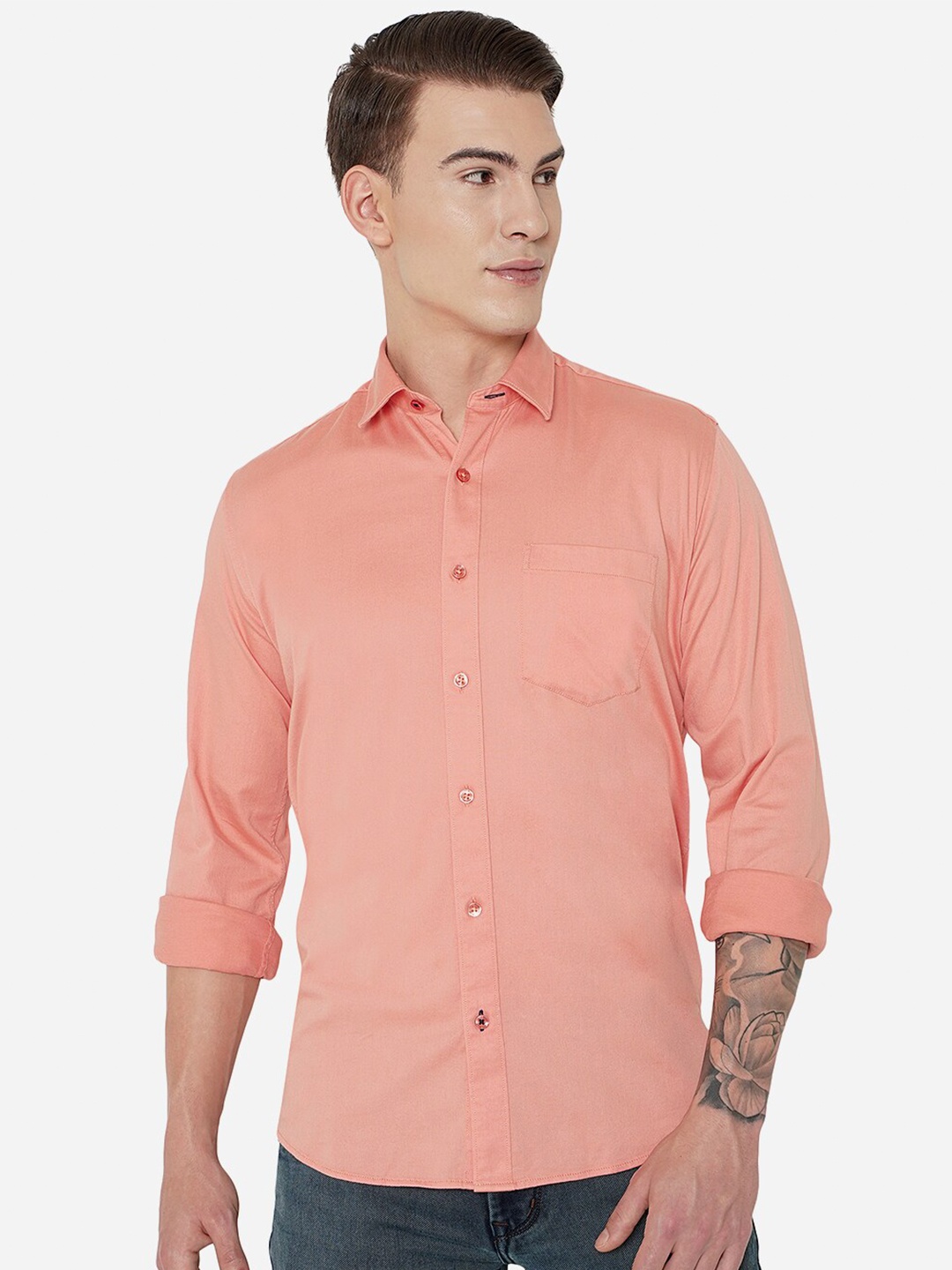 

JADE BLUE Men Pink Slim Fit Casual Shirt