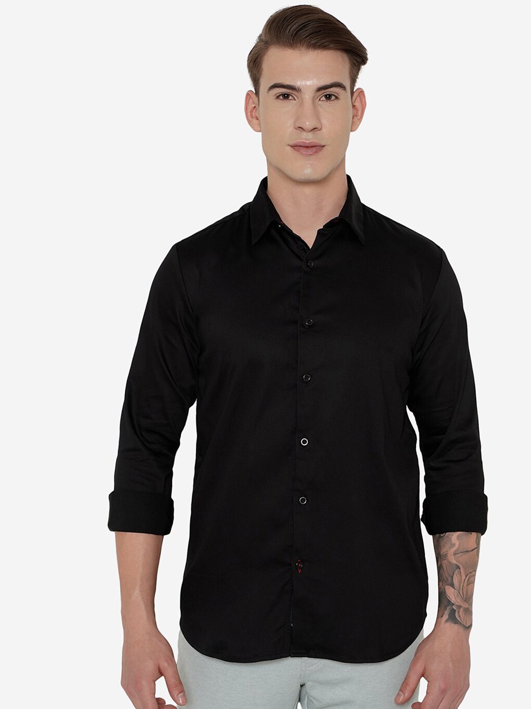

JADE BLUE Men Black Slim Fit Casual Shirt