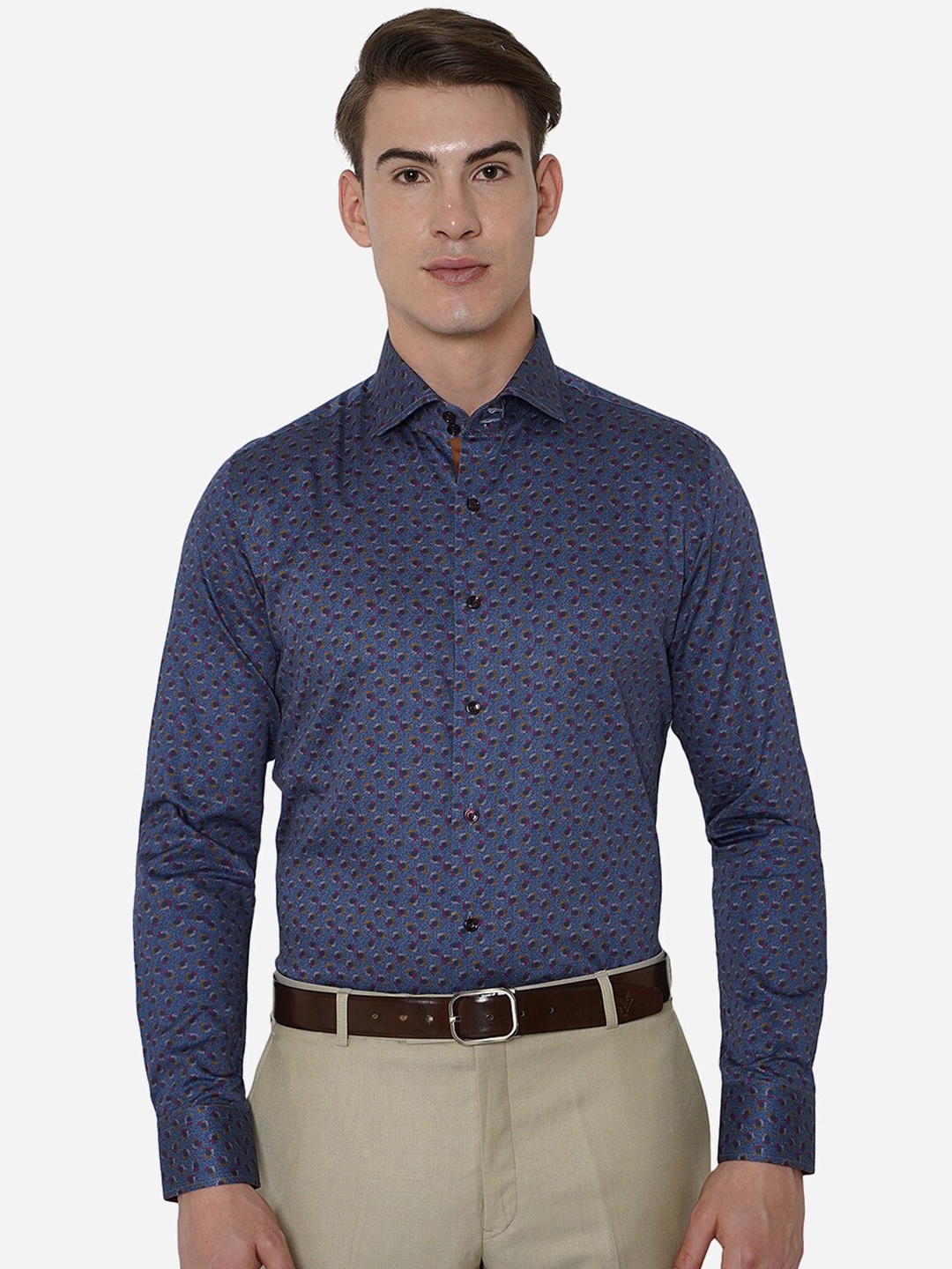 

JB STUDIO Men Blue Slim Fit Floral Printed Formal Shirt