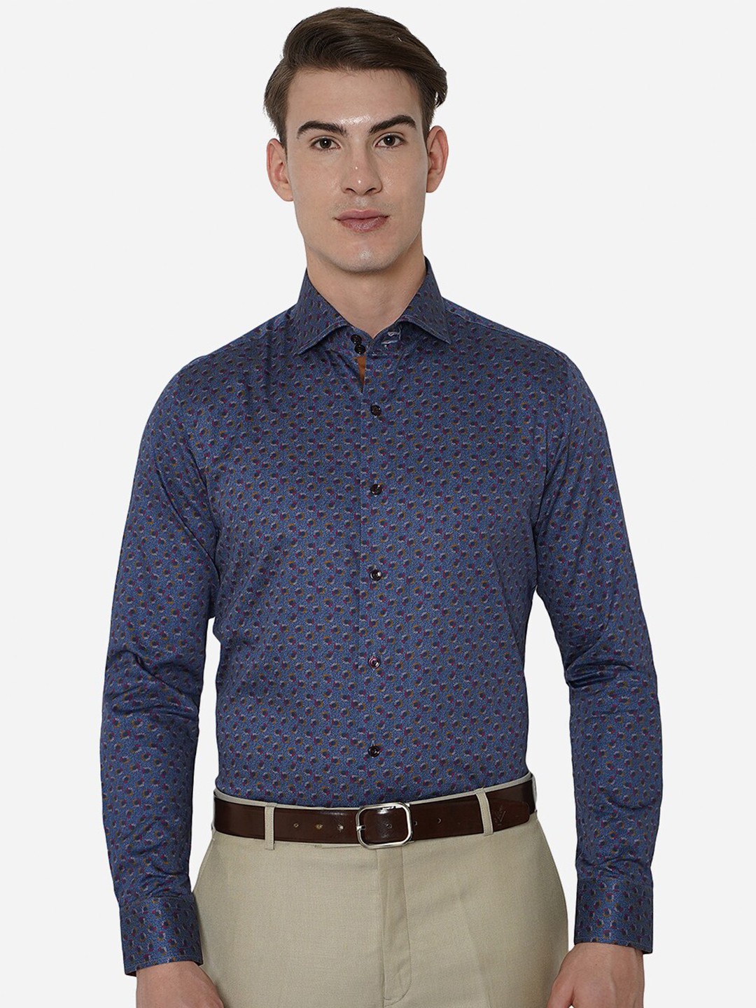 

JB STUDIO Men Blue Slim Fit Floral Printed Formal Shirt