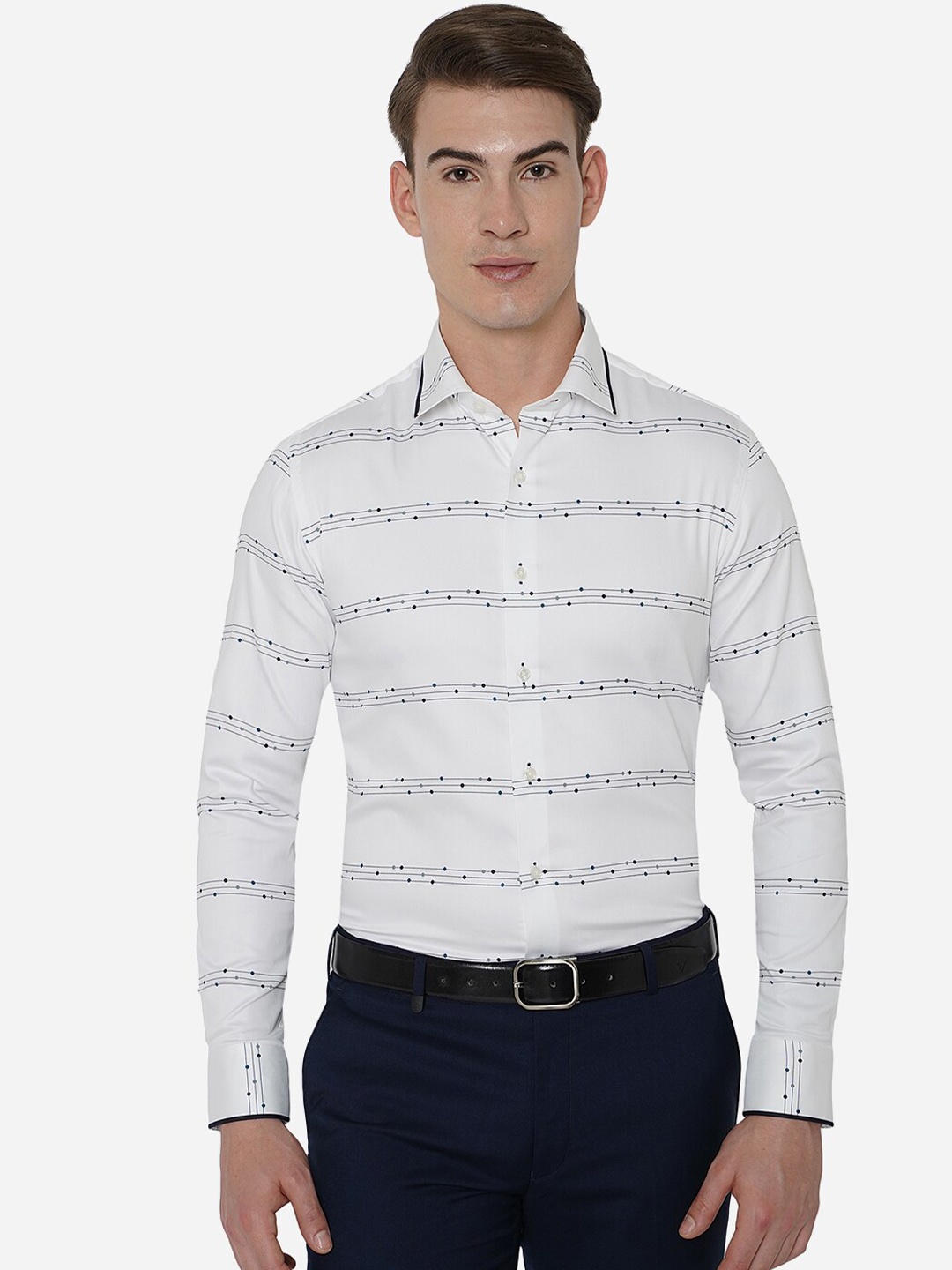 

JB STUDIO Men White Slim Fit Printed Party Shirt