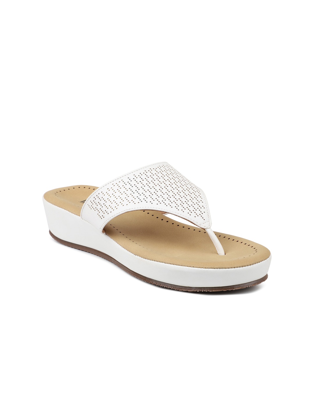 

Inc 5 White Comfort Heels with Laser Cuts