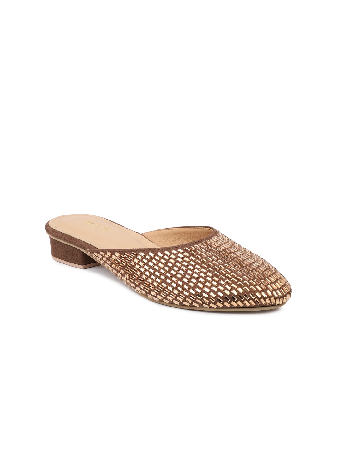 

Inc 5 Tan Embellished Block Mules