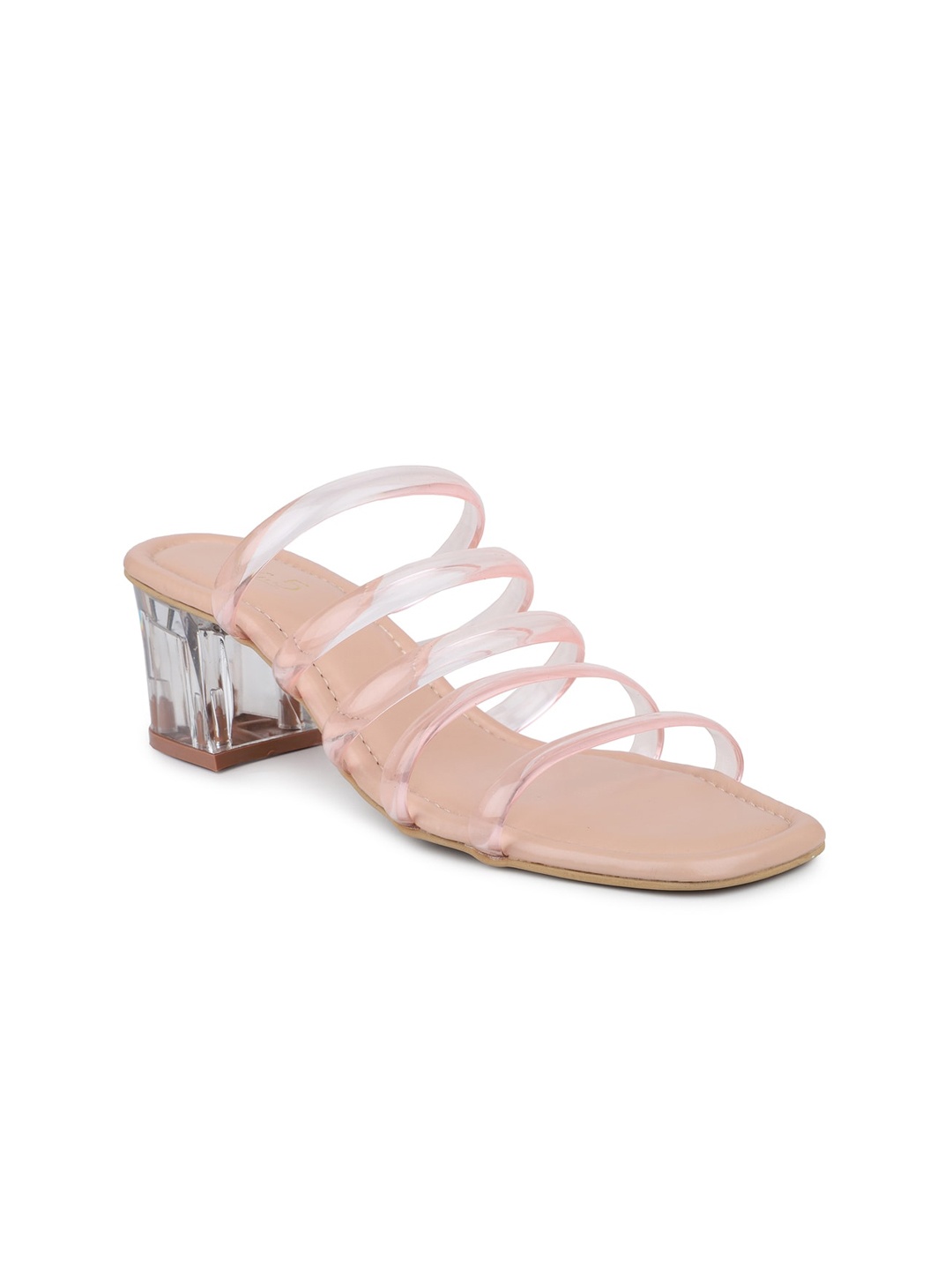 

Inc 5 Women Peach Transparent Solid Block Heels