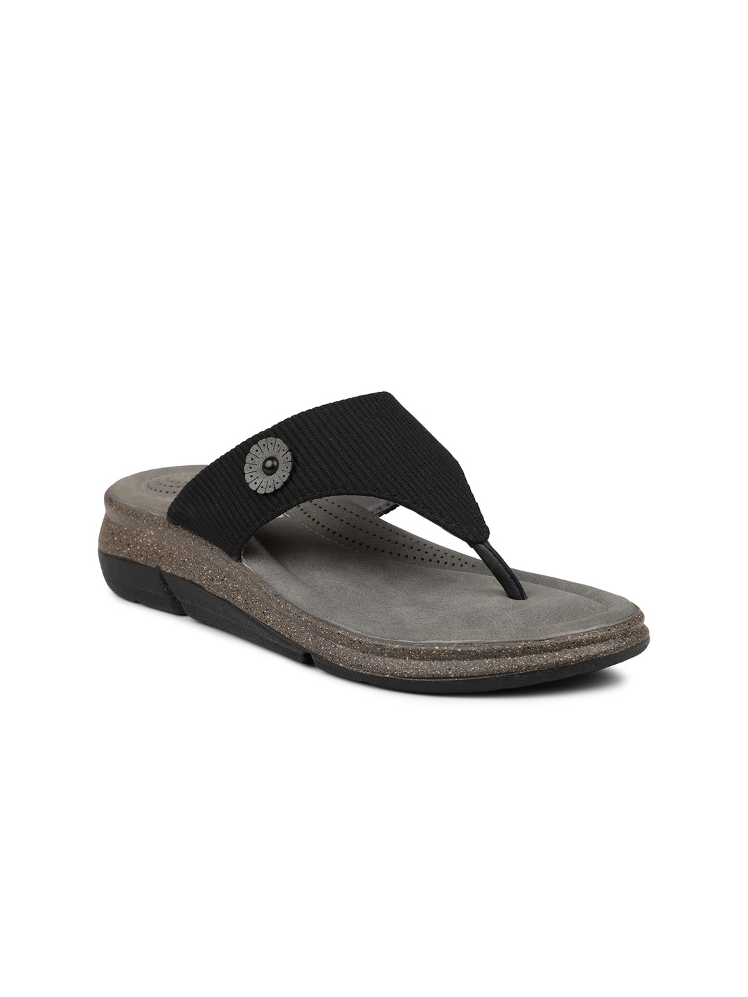 

Inc 5 Black Textured Comfort Sandals
