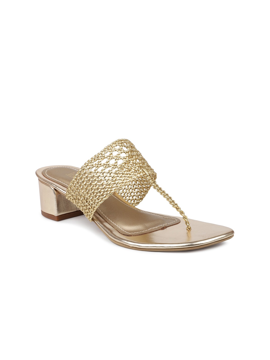 

Inc 5 Women Ethnic Block Sandals, Gold