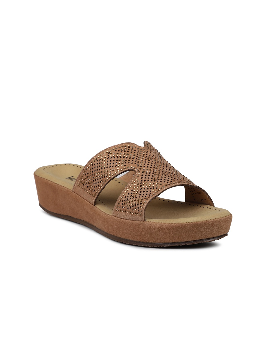 

Inc 5 Women Brown High-Top Flatform Heels with Laser Cuts