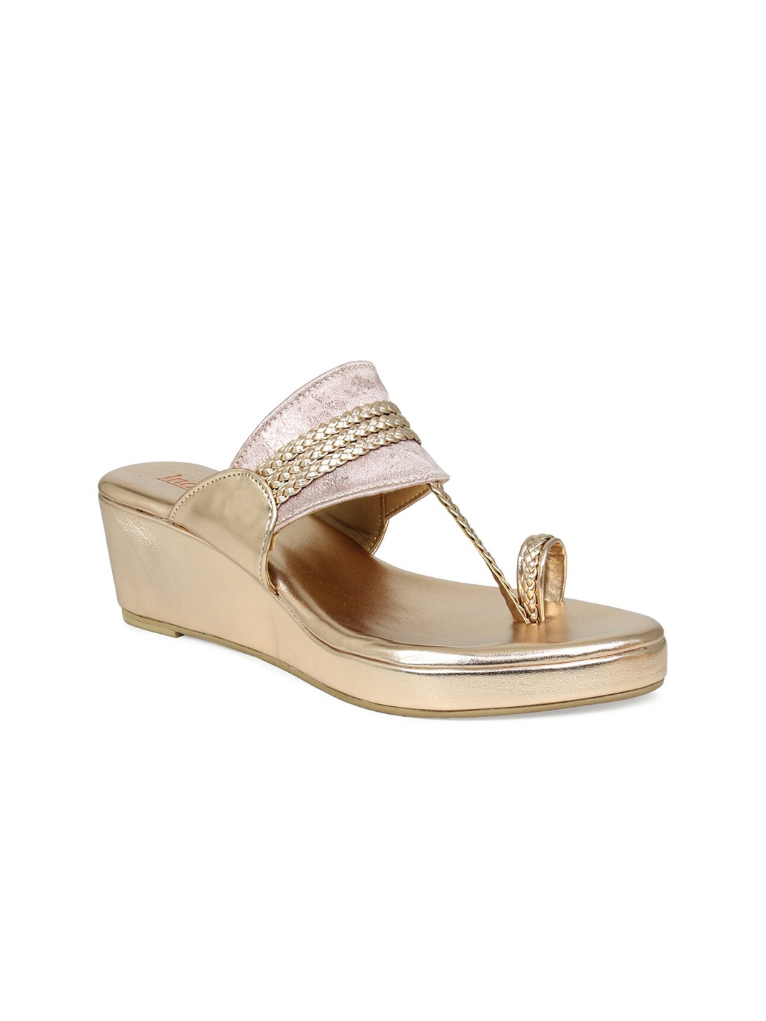 

Inc 5 Women Gold-Toned High-Top Wedge Heels