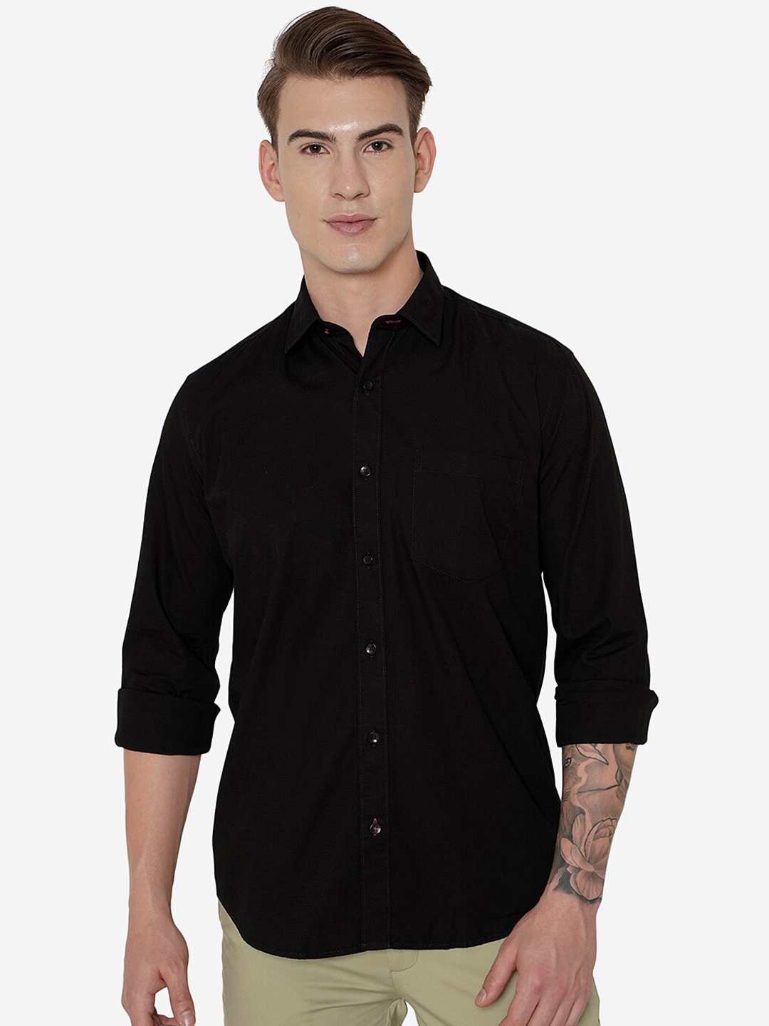 

Greenfibre Men Black Slim Fit Casual Shirt