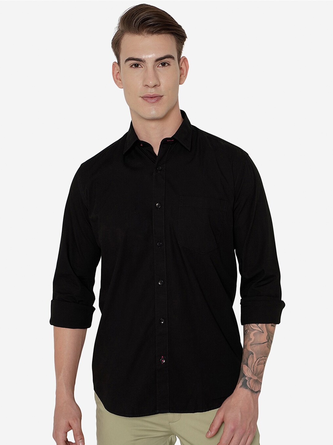 

Greenfibre Men Black Slim Fit Casual Shirt
