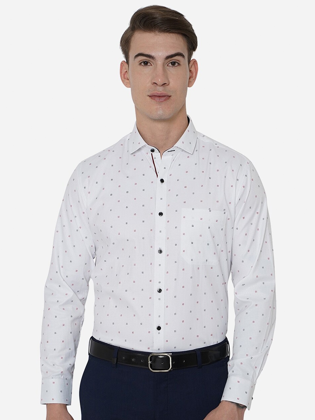 

Greenfibre Men White Slim Fit Printed Party Shirt