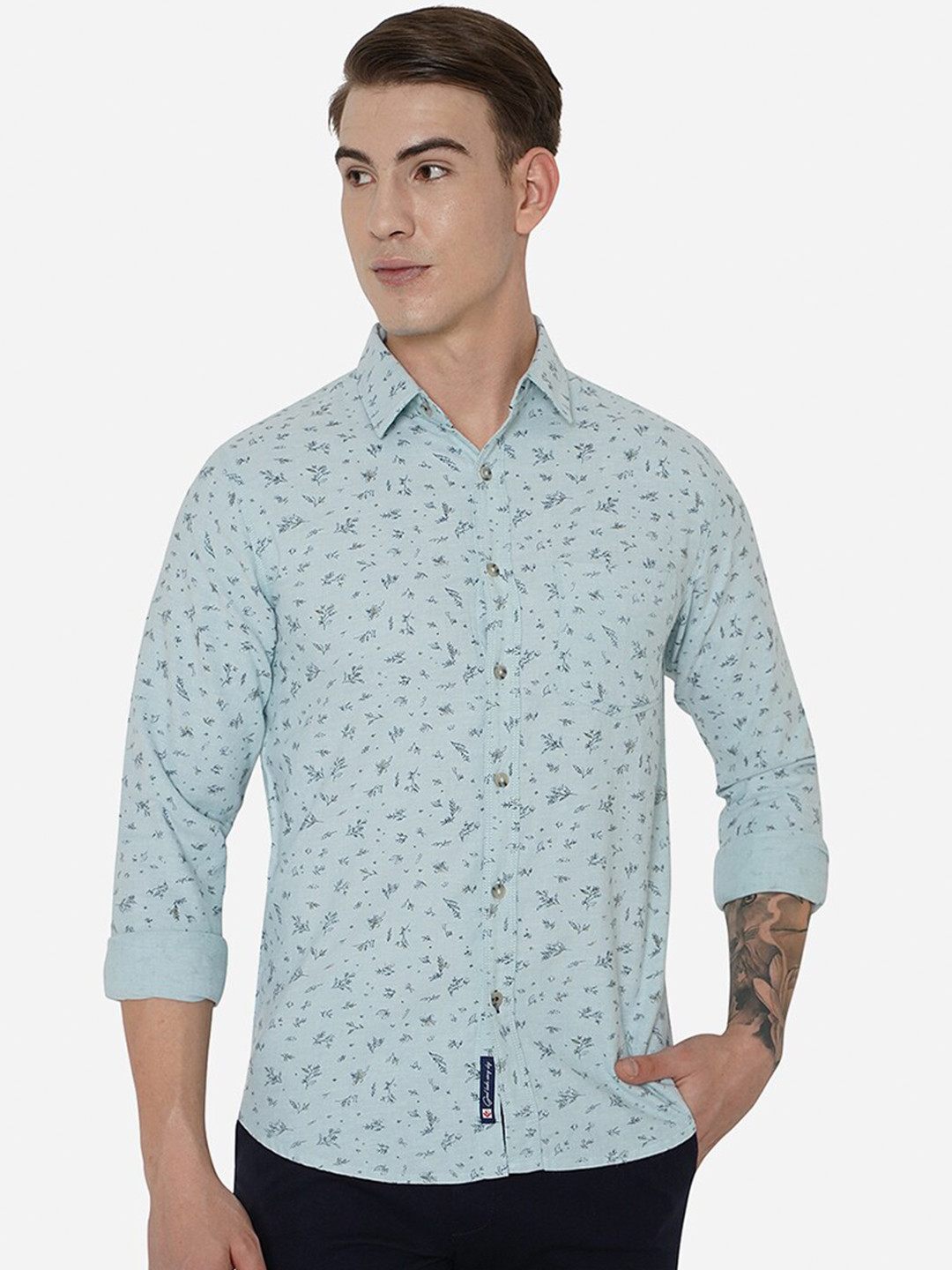 

Greenfibre Men Grey Slim Fit Printed Casual Shirt