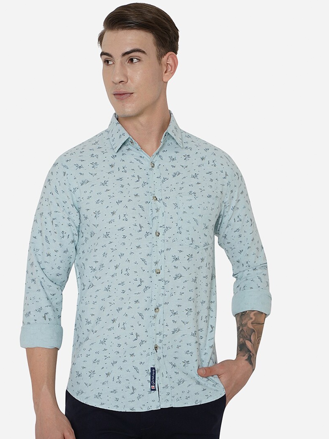 

Greenfibre Men Grey Slim Fit Printed Casual Shirt
