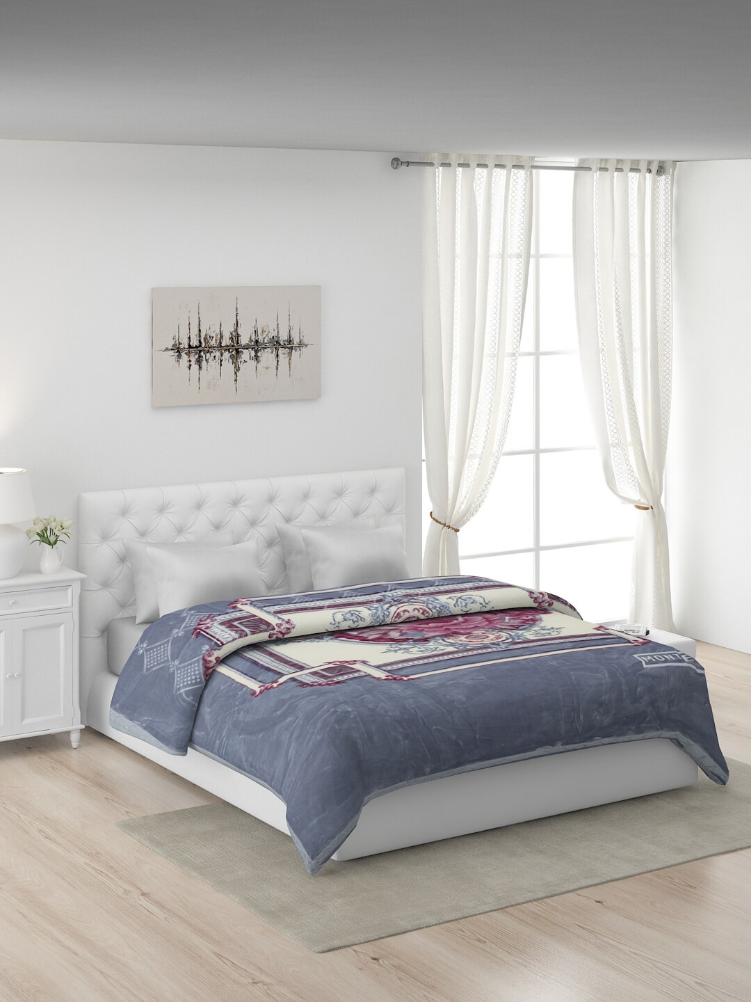 

Monte Carlo Grey & White Floral Polyester Heavy Winter Double Bed Mink Blanket