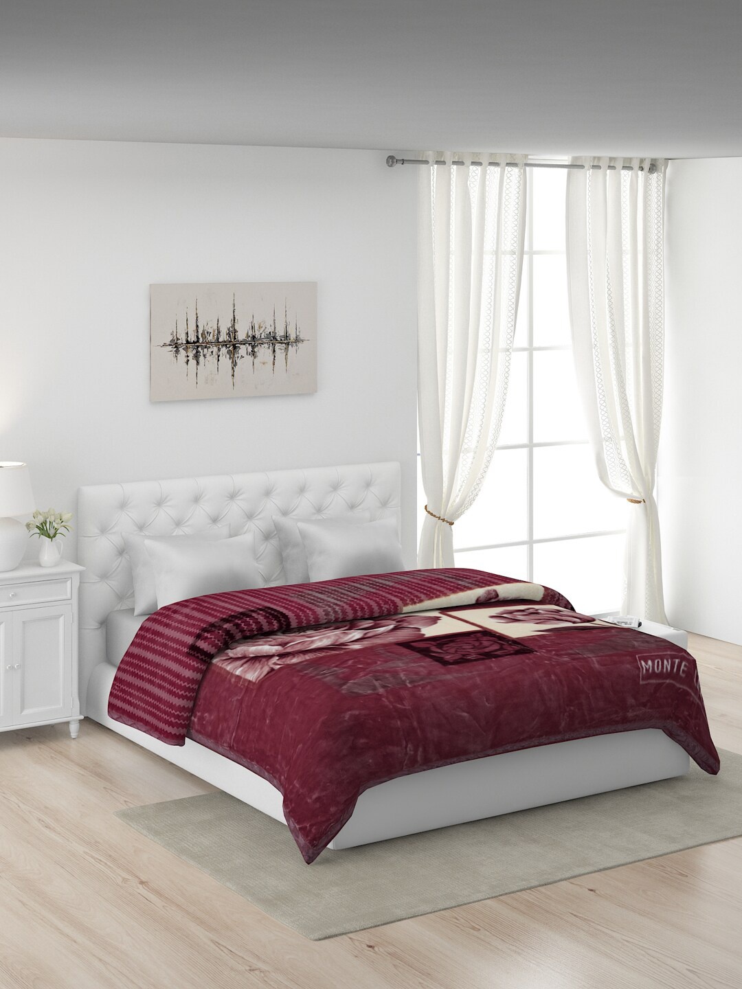 

Monte Carlo Purple & Beige Floral Heavy Winter Double Bed Blanket