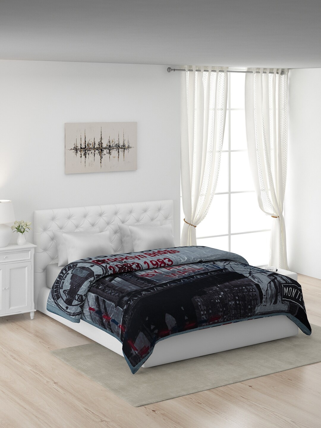 

Monte Carlo Blue & Black Polyester Heavy Winter Double Bed Mink Blanket