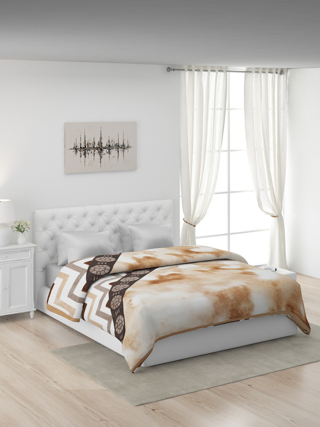 

Monte Carlo White & Orange Polyester 1000GSM Heavy Winter Double Bed Mink Blanket