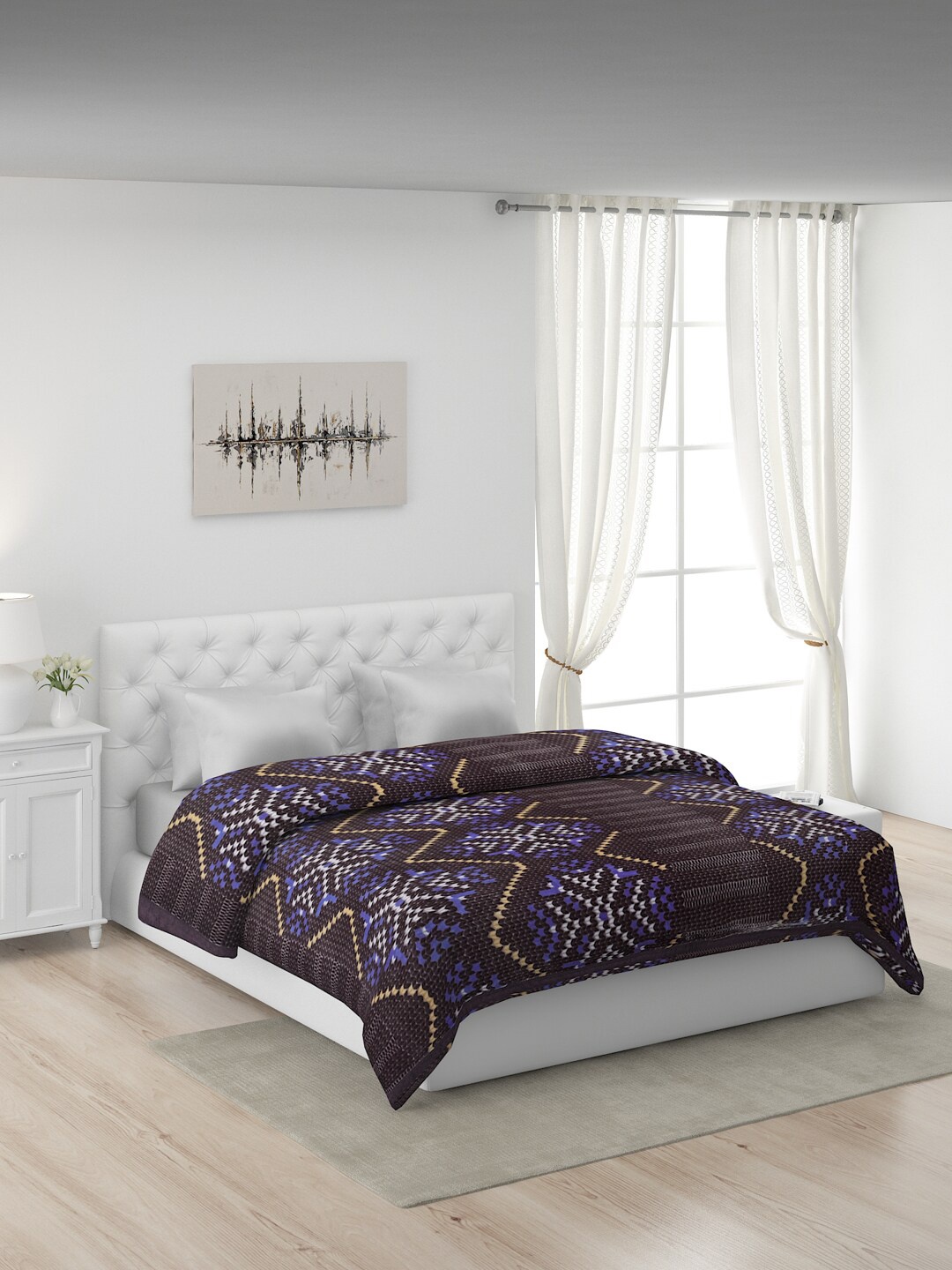 

Monte Carlo Brown & Blue Polyester Heavy Winter Double Bed Mink Blanket