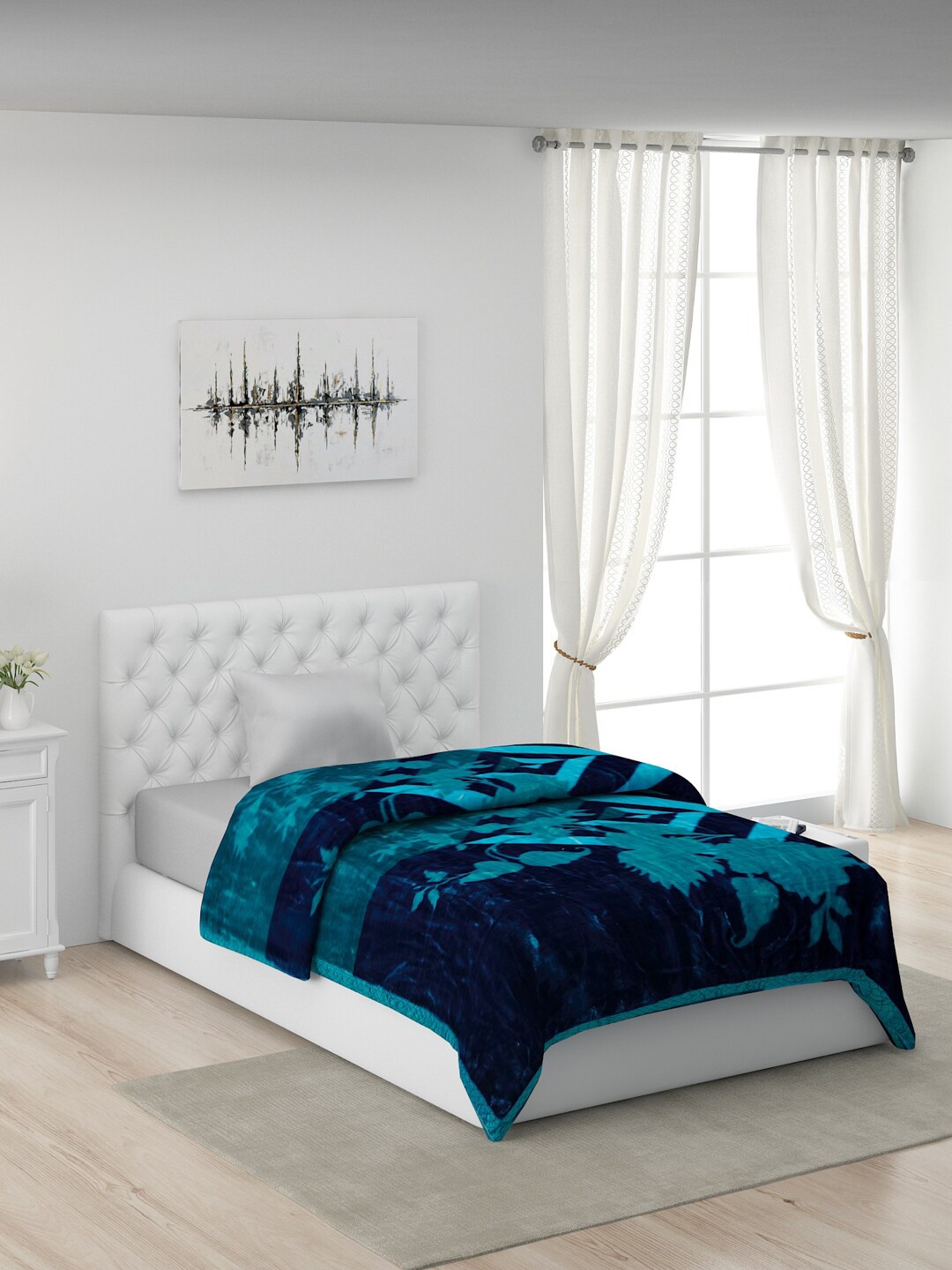 

Monte Carlo Blue AC Room Polyester Single Bed Mink Blanket