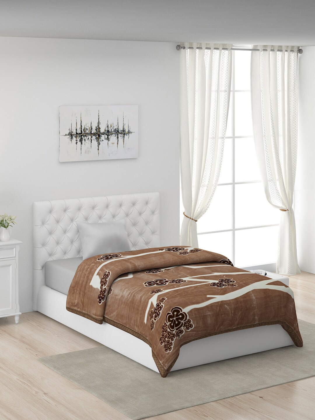 

Monte Carlo Brown & White Polyester Mild Winter Single Bed Mink Blanket