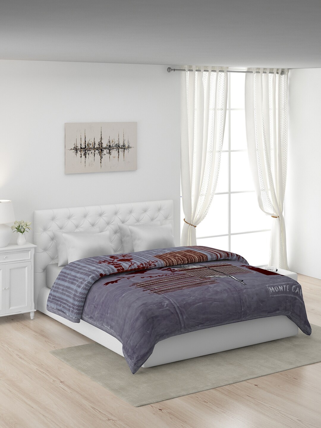 

Monte Carlo Grey & Coffee Brown Floral Heavy Winter Double Bed Blanket