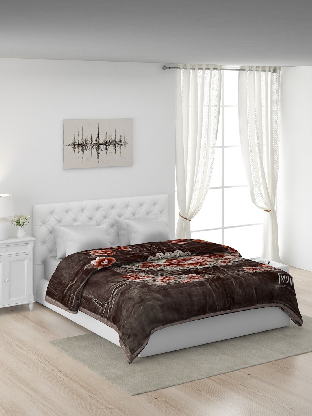 

Monte Carlo Brown & White Floral Heavy Winter Double Bed Blanket